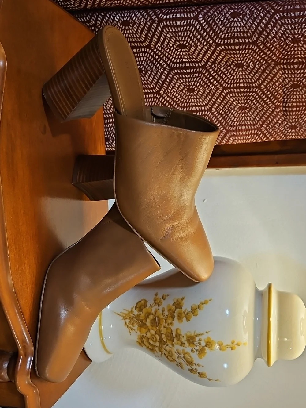 Mark Fisher Leather Block Heeled  Mules  9M EUC/Caramel Colour - Picture 4 of 11